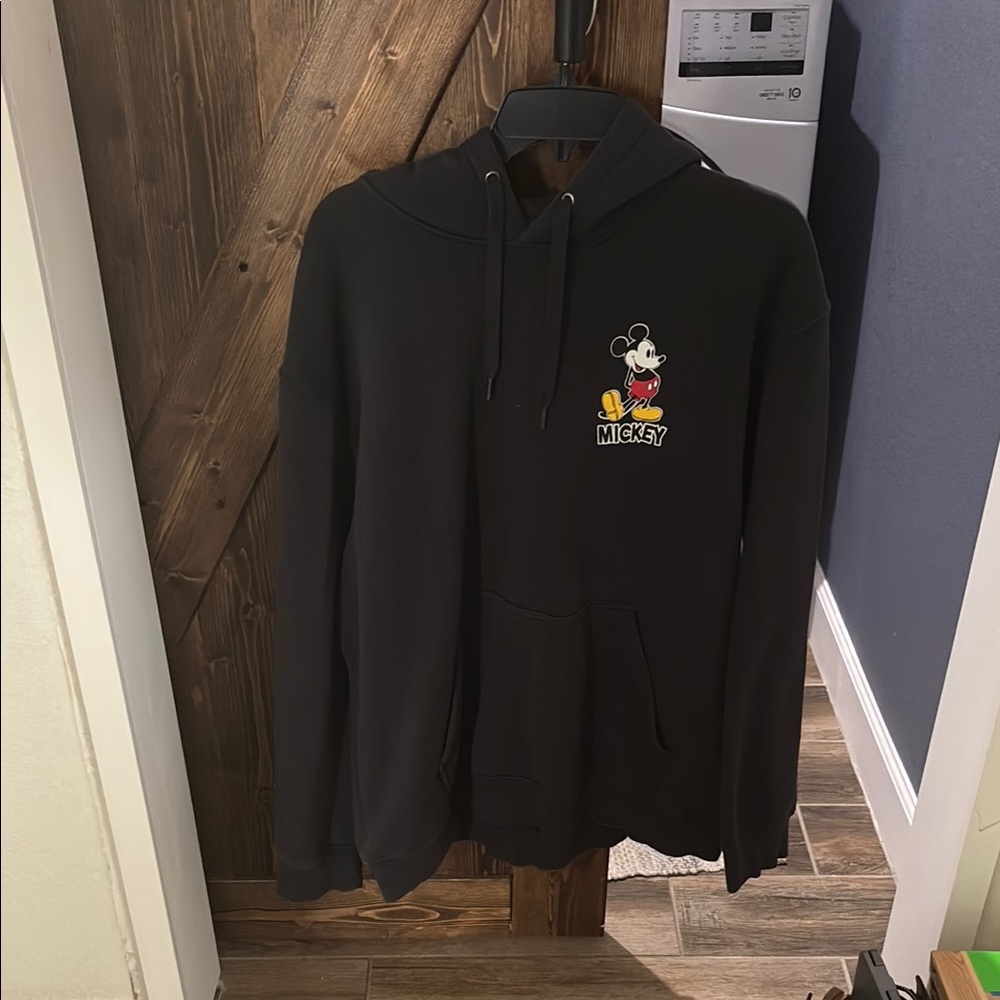 H&M Black Hoodie with Mickey Mouse Embroidery